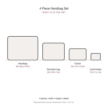 Women's 4 Piece Handbag and Purse Set, dimensions