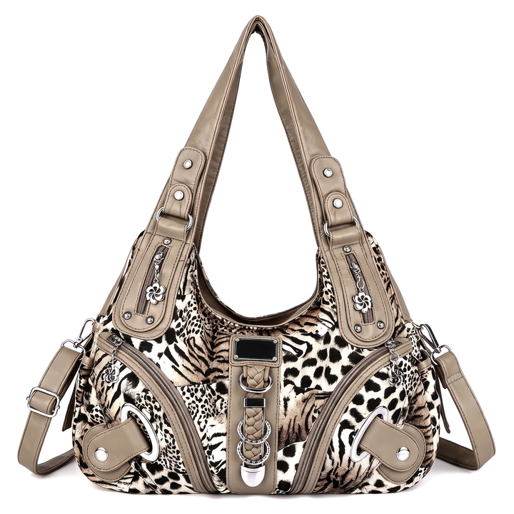 Women's Animal Print Vegan Leather Hobo Bag, front view