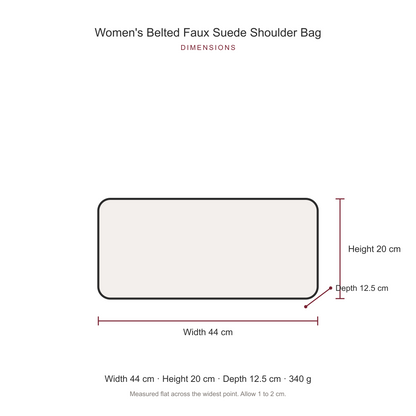 Women's Belted Faux Suede Shoulder Bag, dimensions