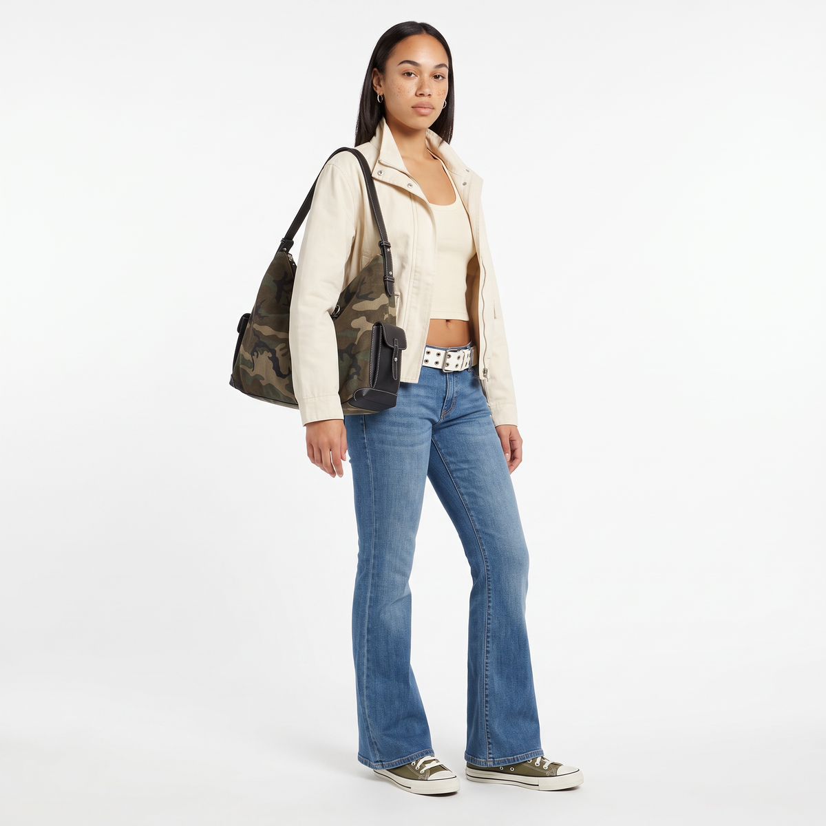 Women's Canvas Hobo Bag, worn by a model