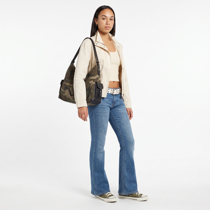 Women's Canvas Hobo Bag, worn by a model