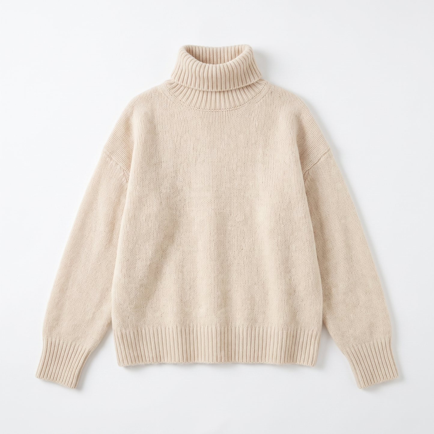 Sunoire womens cashmere turtleneck sweater garment flatlay 01