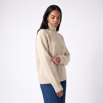 Sunoire womens cashmere turtleneck sweater top crop 3q 01