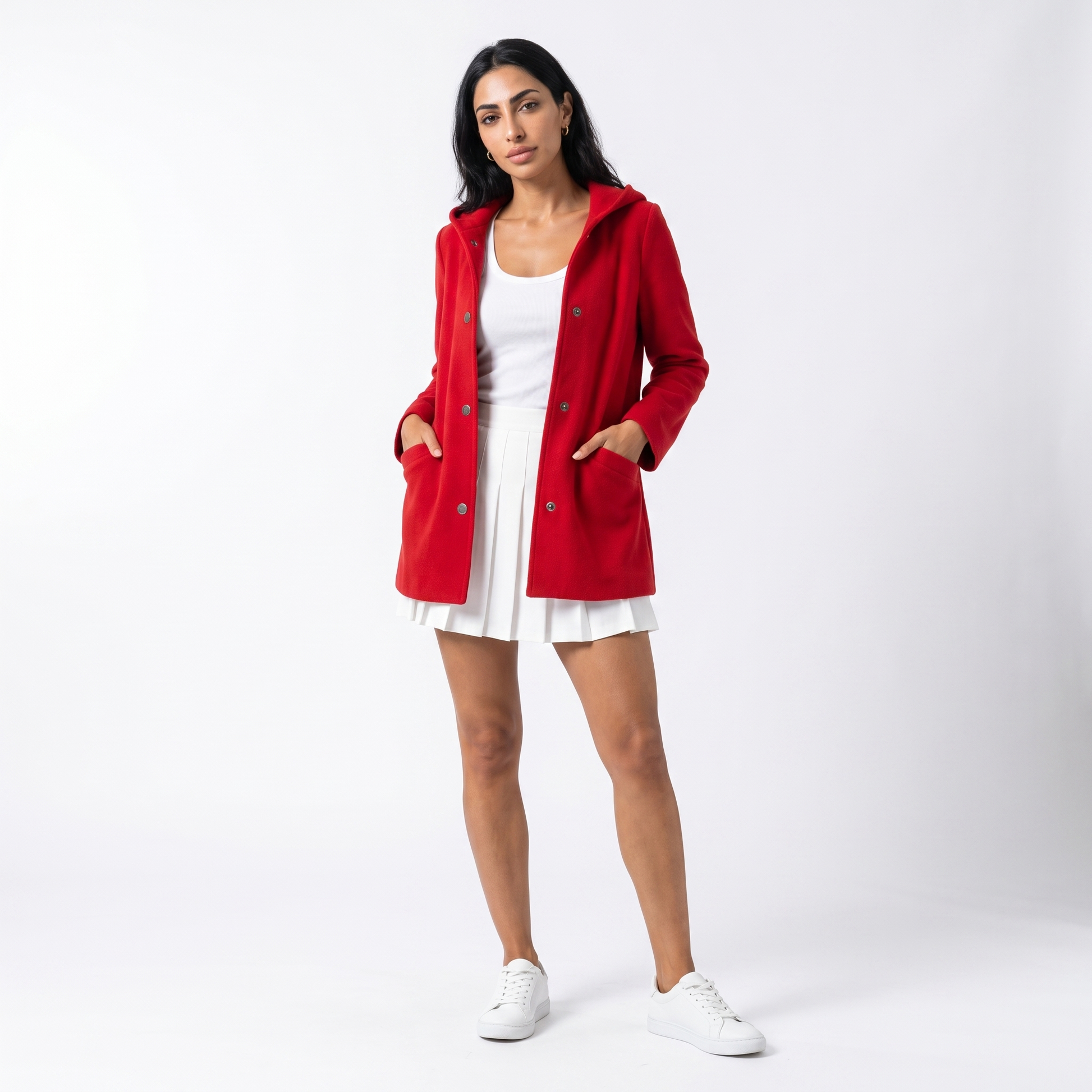 Sunoire womens casual hooded cardigan with pockets front hero 01