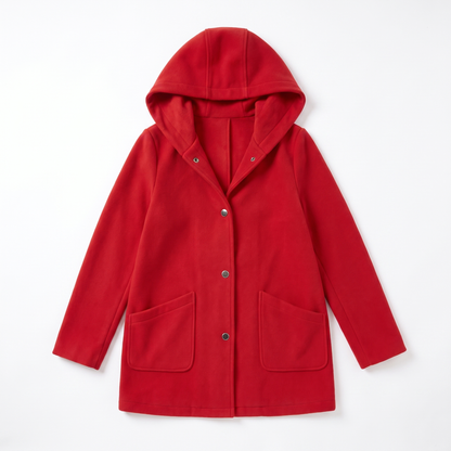 Sunoire womens casual hooded cardigan with pockets garment flatlay 01