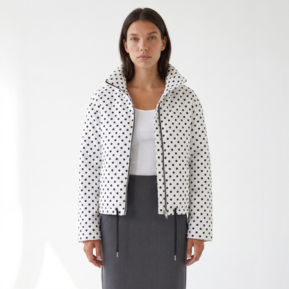 Sunoire womens casual polka dot bomber jacket colorway white front crop 01