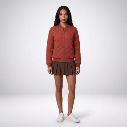 Sunoire womens classic quilted bomber jacket with pockets front hero 01