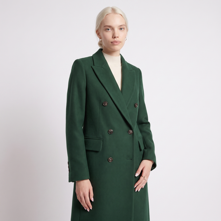 Women's Wool Double-Breasted Coat – Pink Office — Green