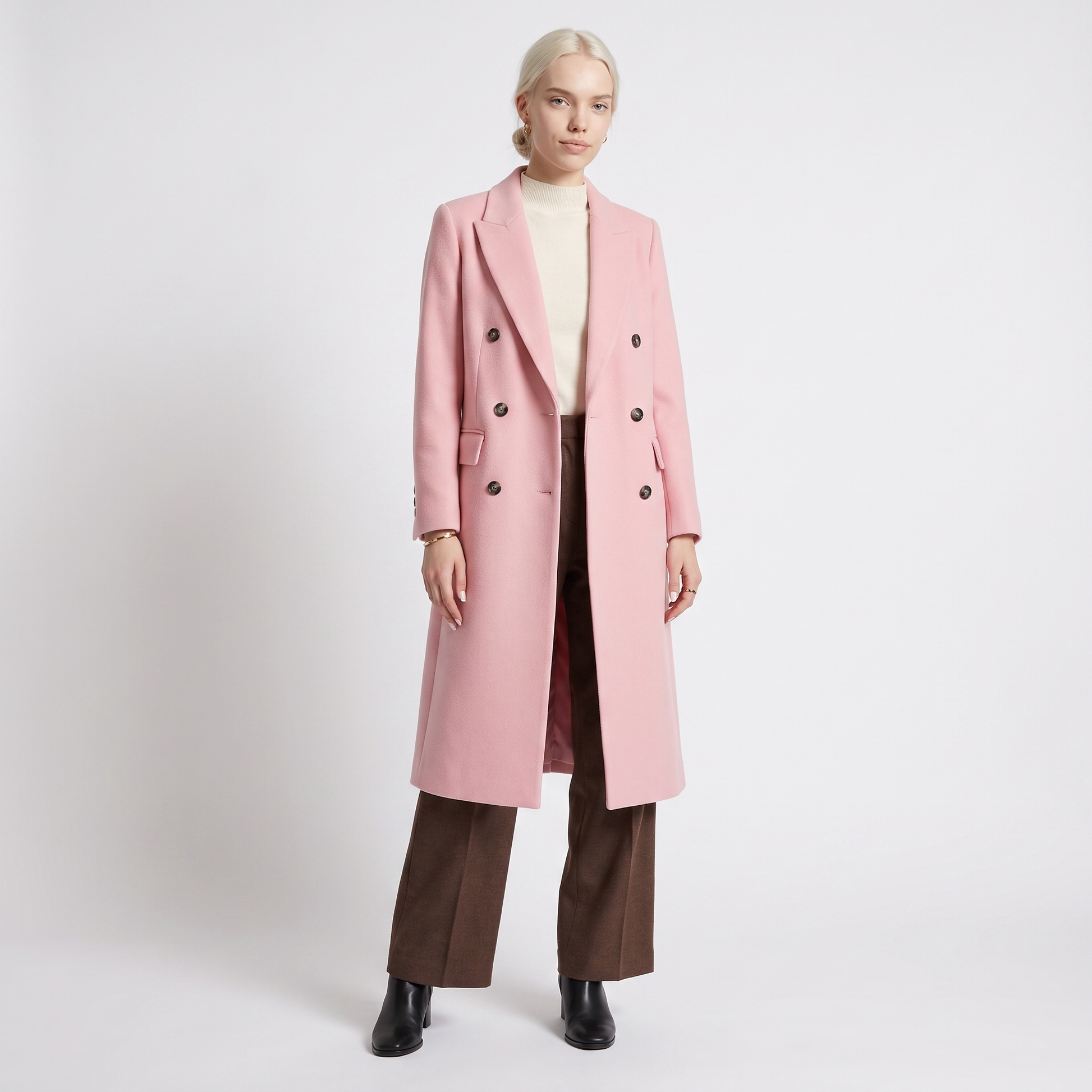 Sunoire womens coat with lapel collar and button fastening front hero 01