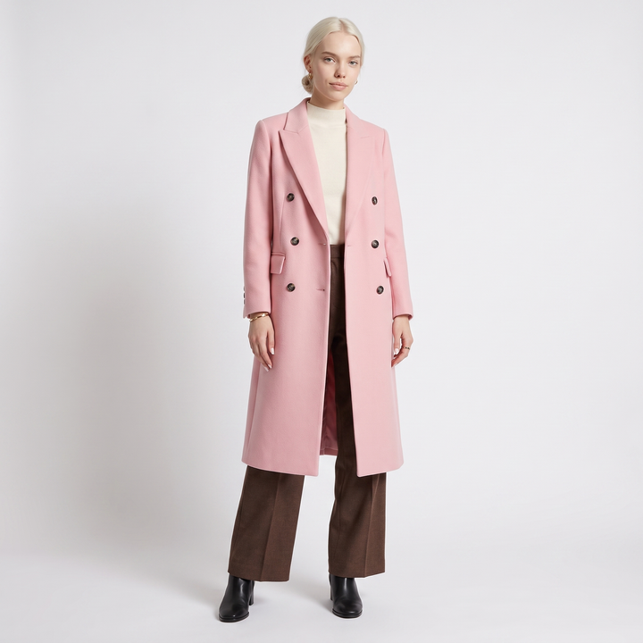 Sunoire womens coat with lapel collar and button fastening front hero 01