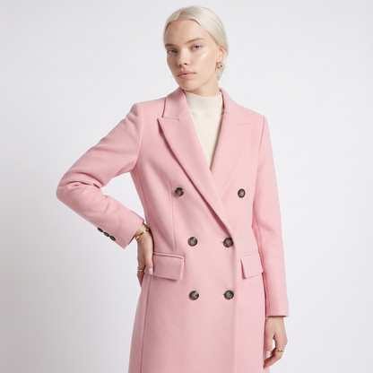 Sunoire womens coat with lapel collar and button fastening top detail 01