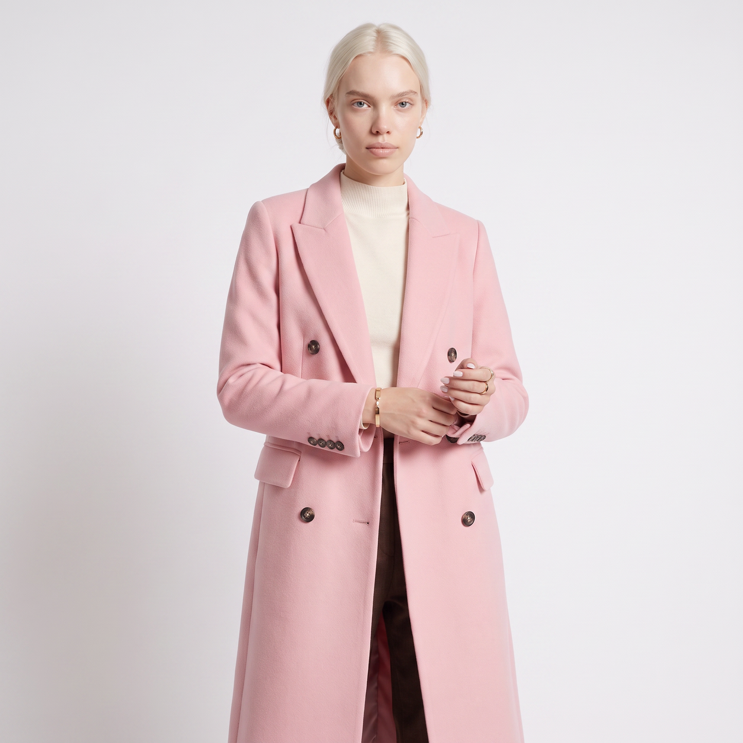 Sunoire womens coat with lapel collar and button fastening top front crop 01