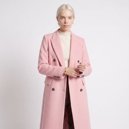 Sunoire womens coat with lapel collar and button fastening top front crop 01