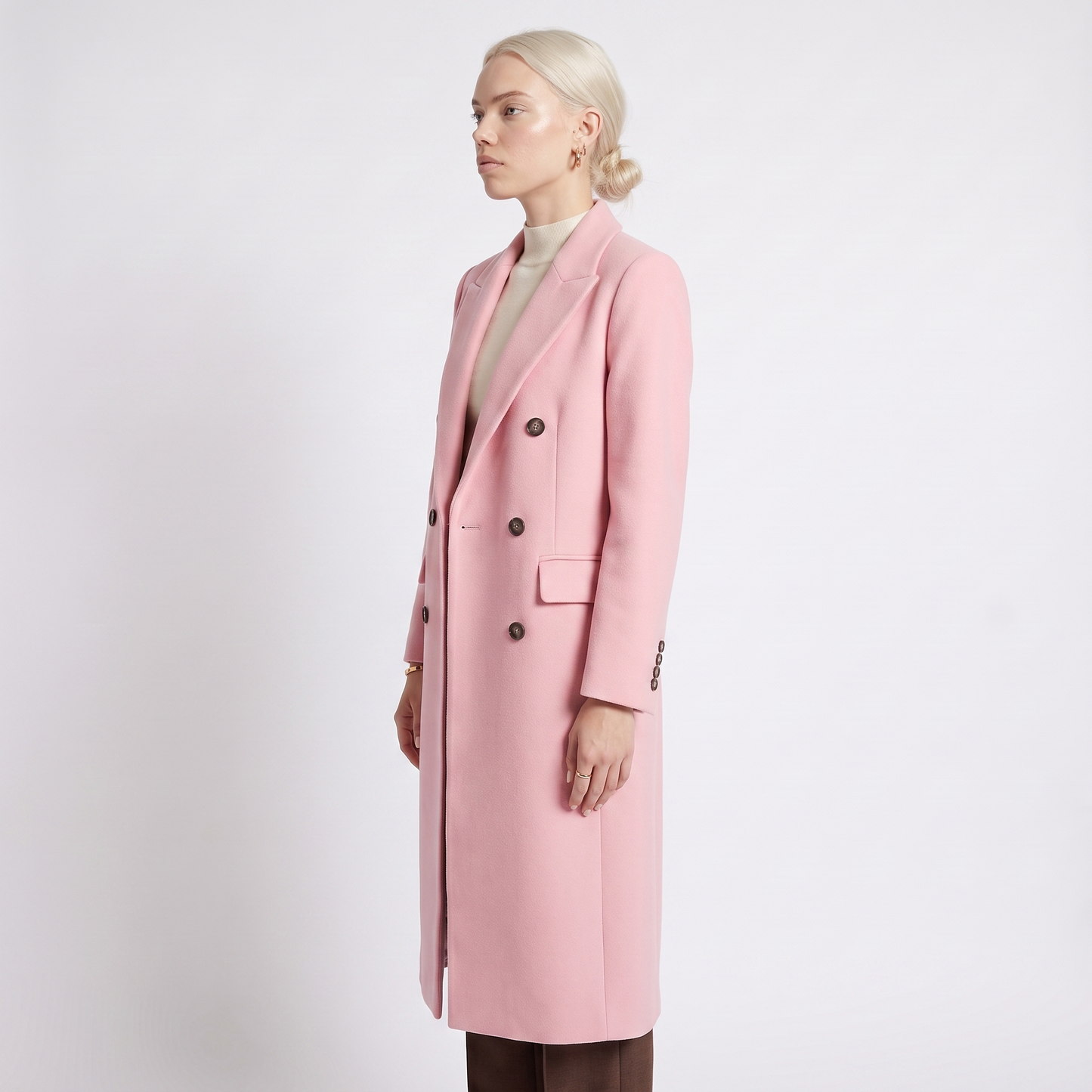 Sunoire womens coat with lapel collar and button fastening top side crop 01
