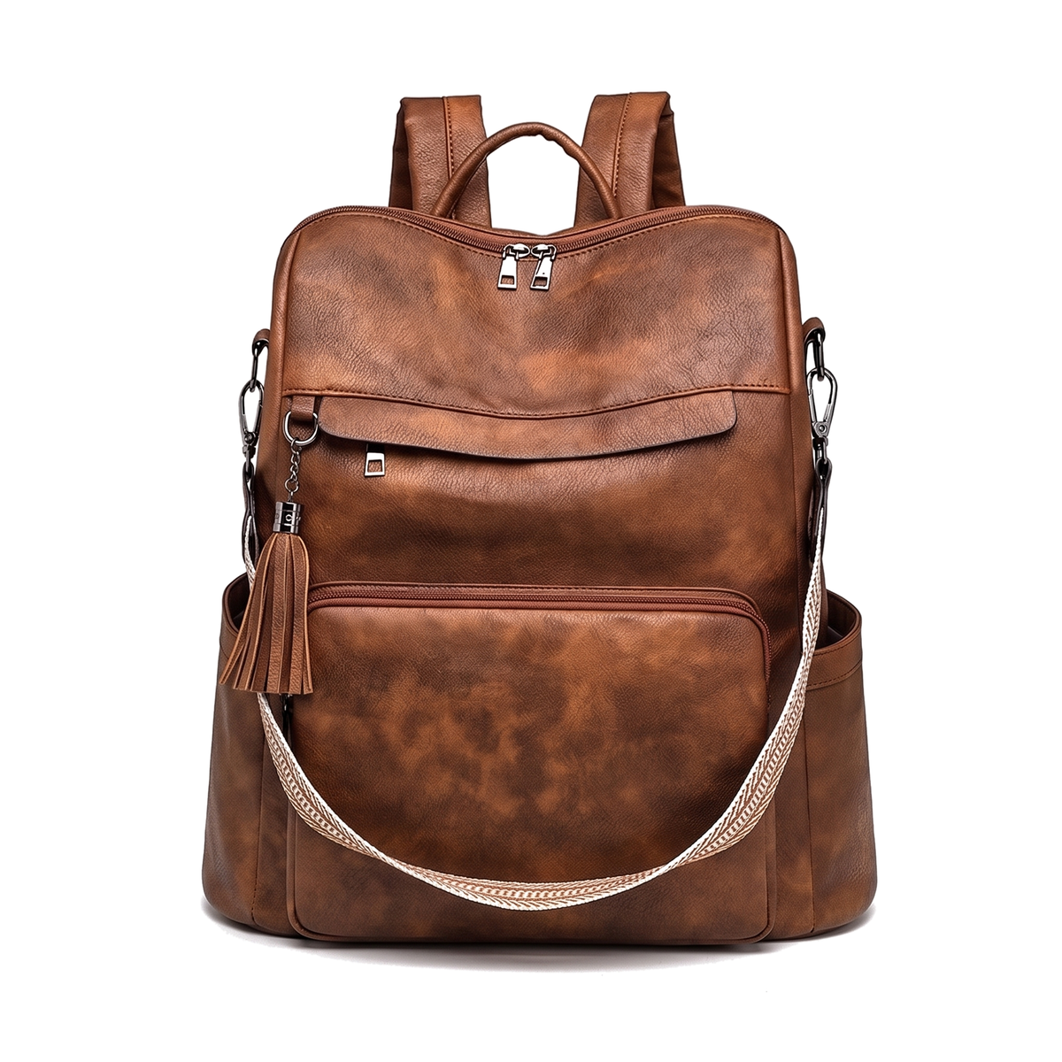 Women's Convertible Faux Leather Backpack, front view