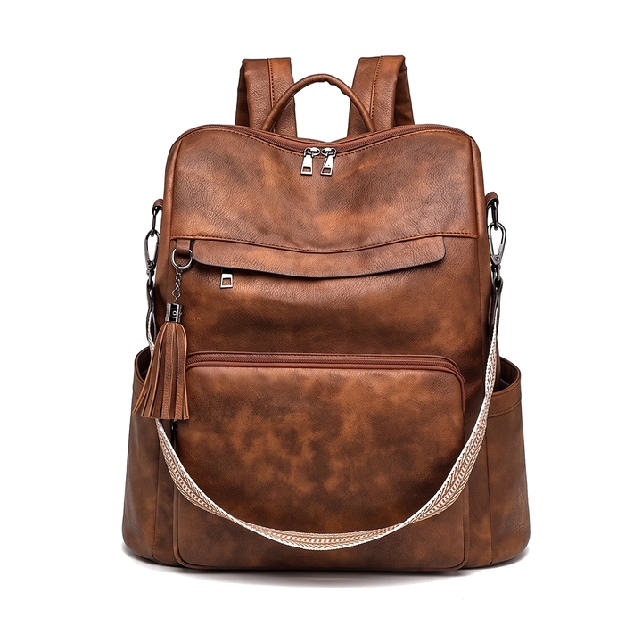 Women's Convertible Faux Leather Backpack, front view