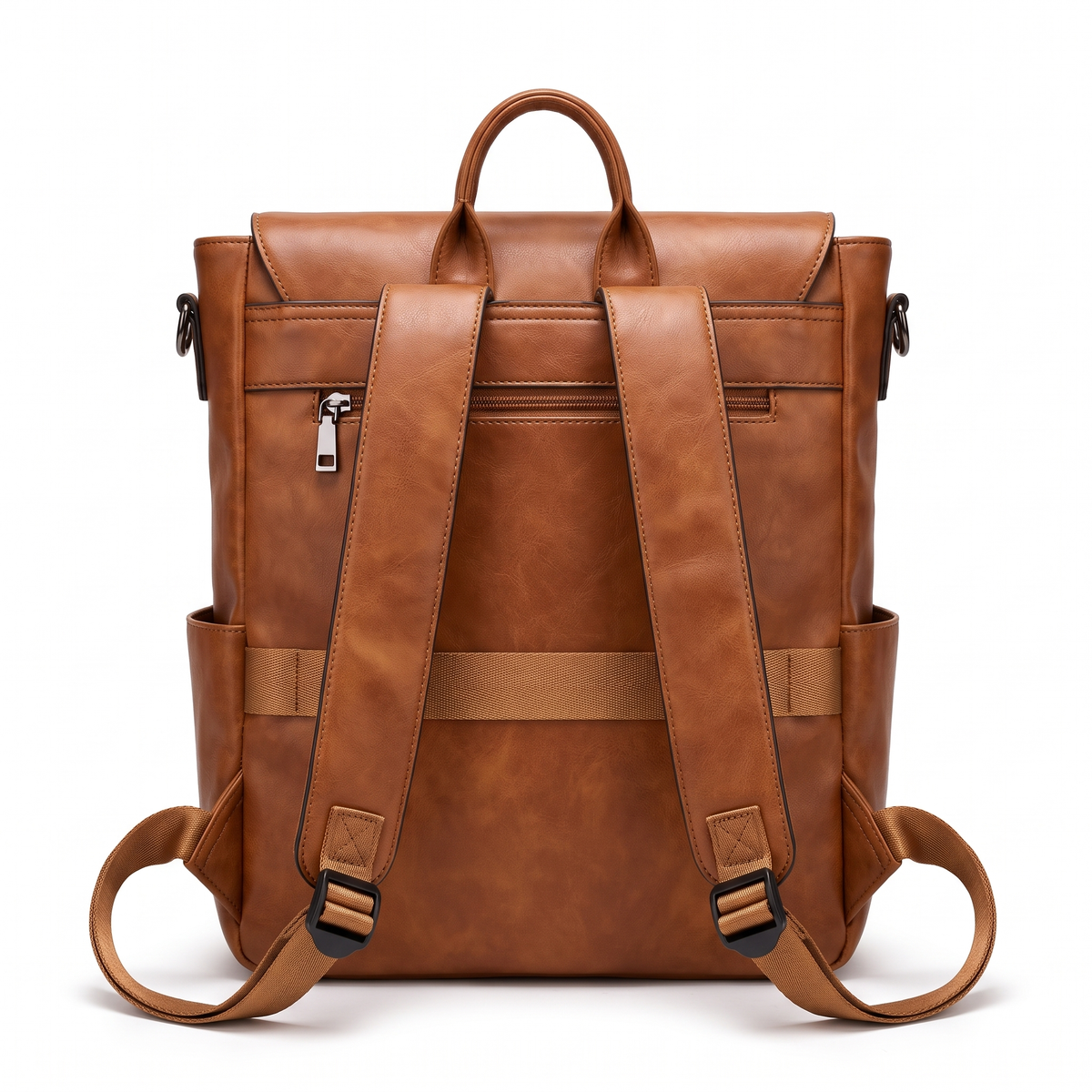 Women's Convertible Faux Leather Backpack, back view