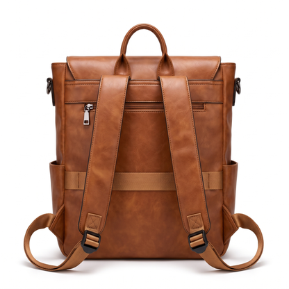 Women's Convertible Faux Leather Backpack, back view