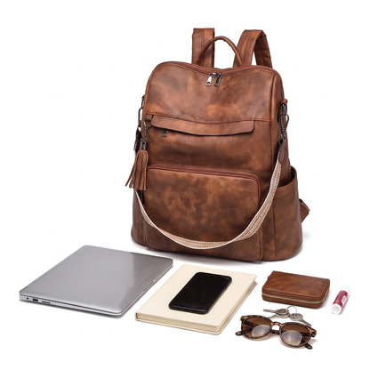 Women's Convertible Faux Leather Backpack, what fits inside