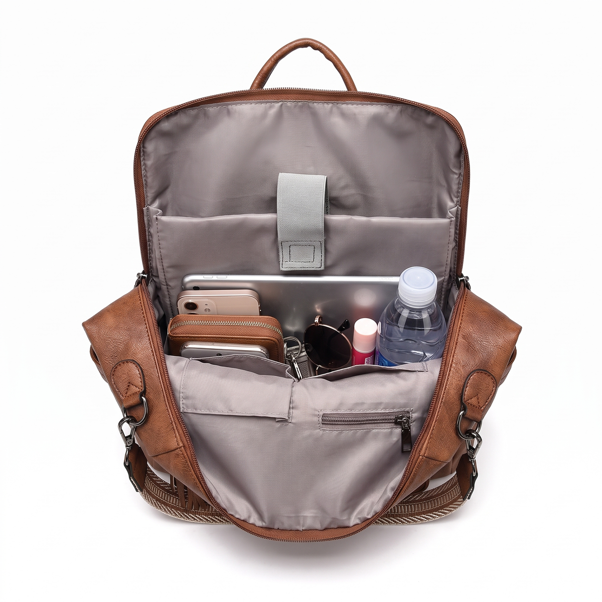 Women's Convertible Faux Leather Backpack, interior