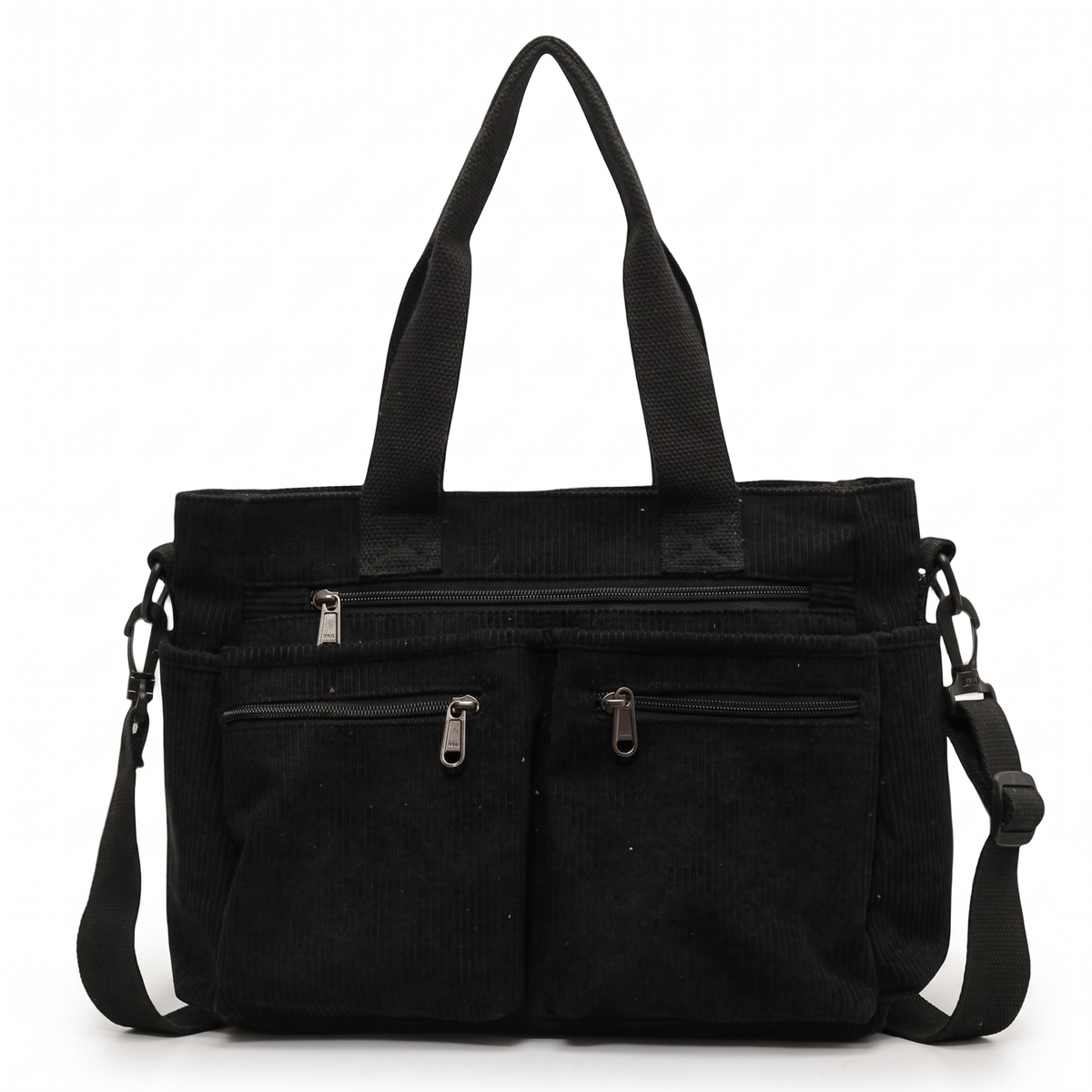 Women's Corduroy Multi-Pocket Tote Bag, front view