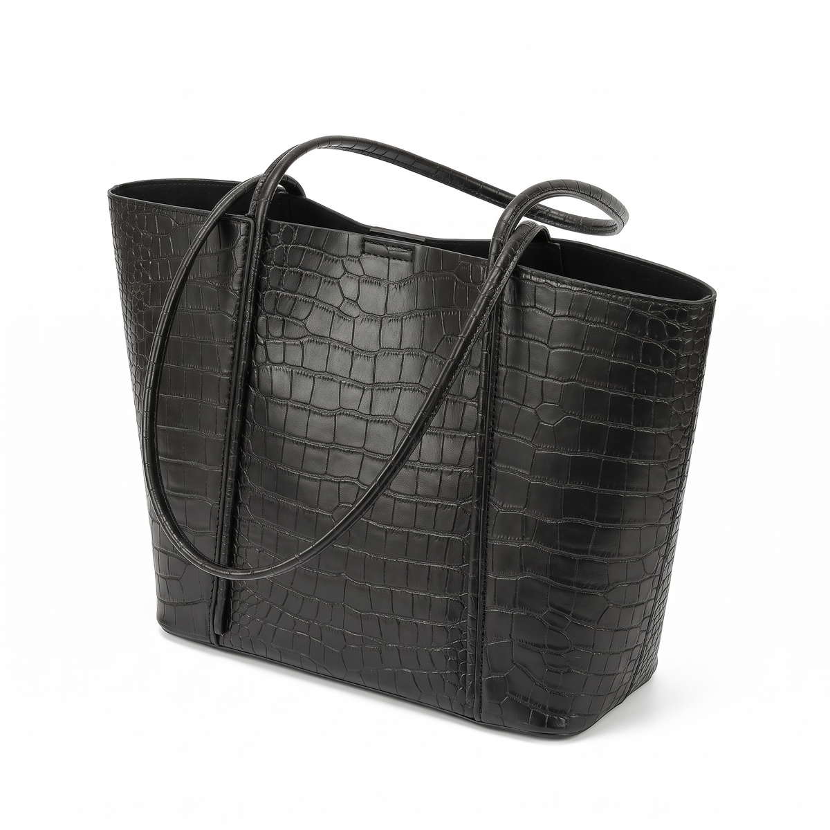 Women's Croc Embossed Faux Leather Tote Bag, three-quarter view