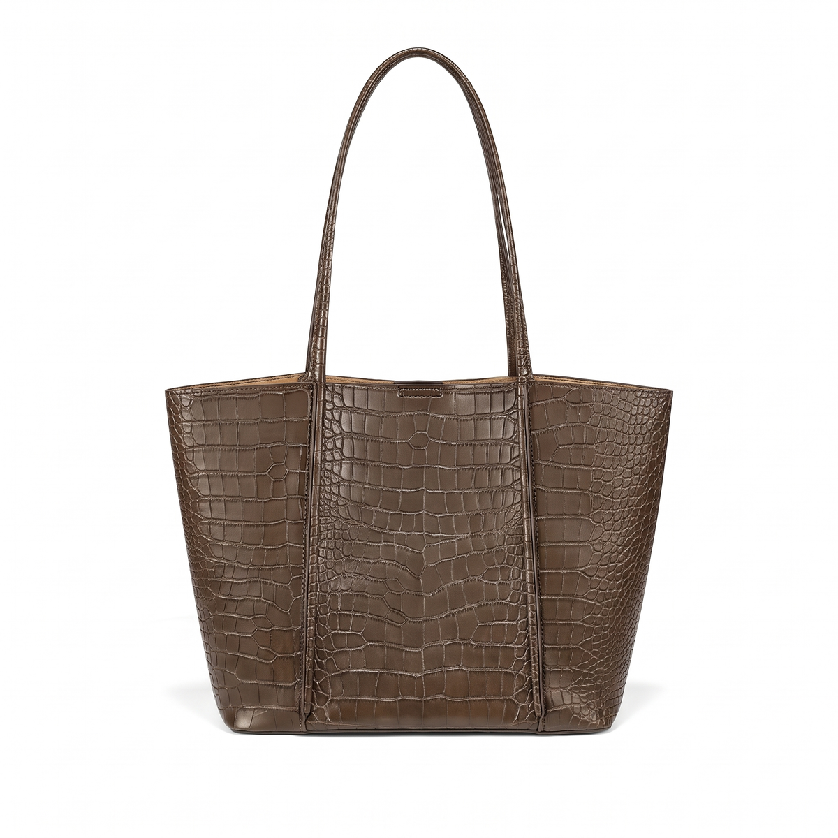 Women's Croc Embossed Faux Leather Tote Bag in Coffee