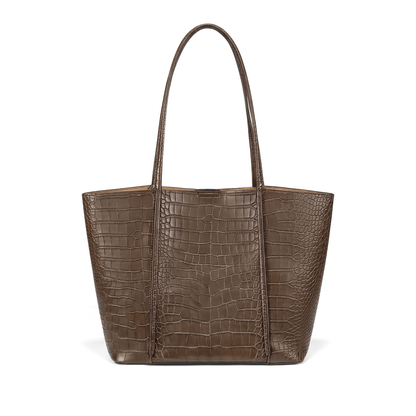 Women's Croc Embossed Faux Leather Tote Bag in Coffee