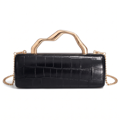 Women's Croc Faux Leather Box Clutch, front view