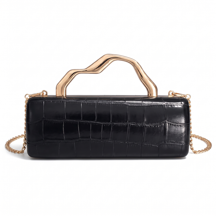 Women's Croc Faux Leather Box Clutch, front view
