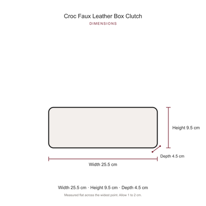 Women's Croc Faux Leather Box Clutch, dimensions