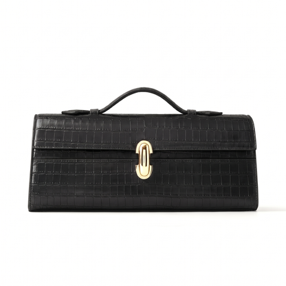 Women's Croc Faux Leather Top Handle Clutch, front view