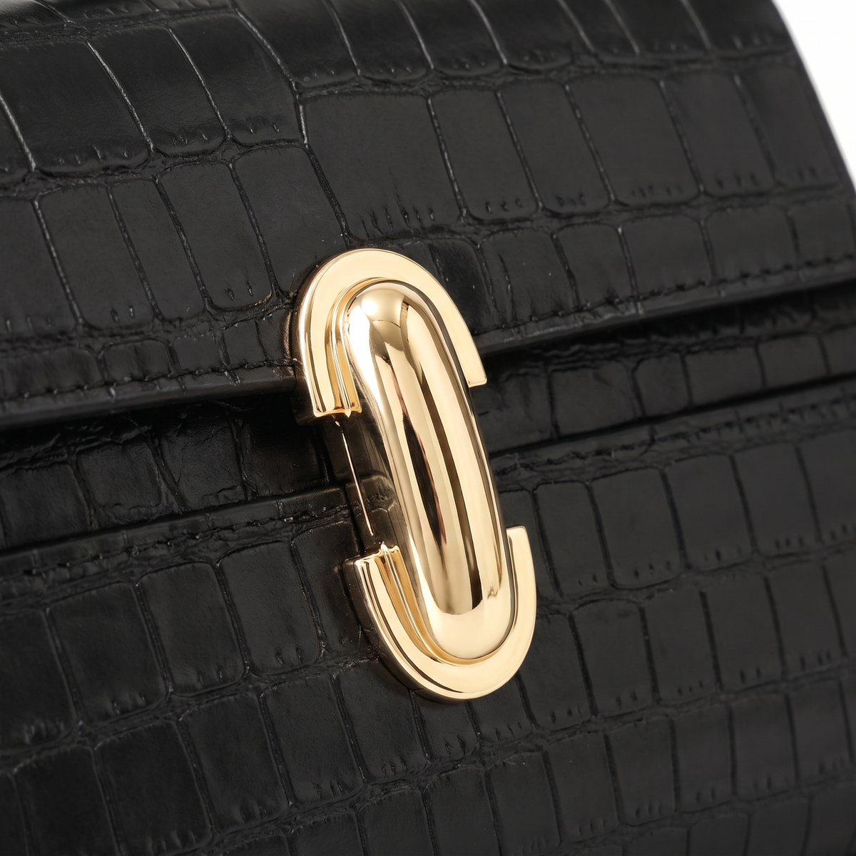 Women's Croc Faux Leather Top Handle Clutch, hardware close-up