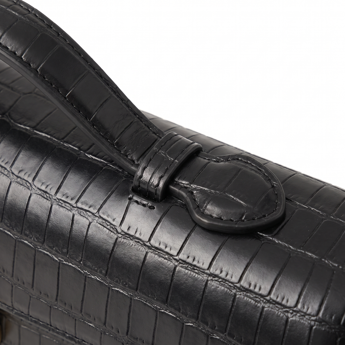 Women's Croc Faux Leather Top Handle Clutch, detail close-up
