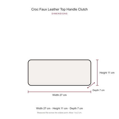 Women's Croc Faux Leather Top Handle Clutch, dimensions