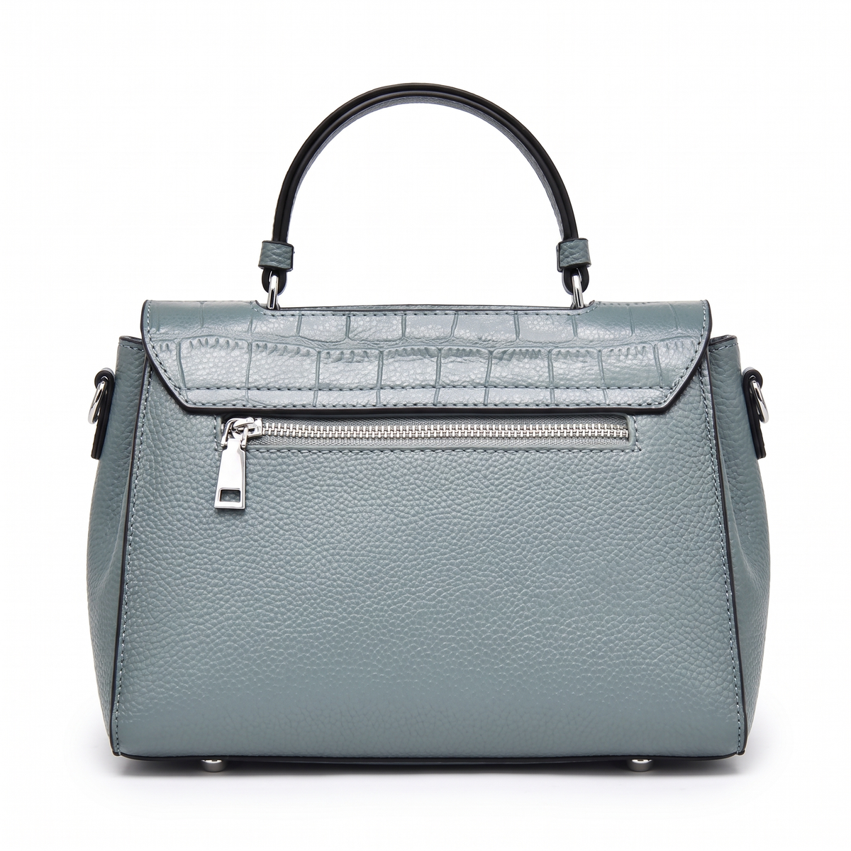 Women's Croc Faux Leather Top Handle Satchel, back view