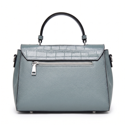 Women's Croc Faux Leather Top Handle Satchel, back view
