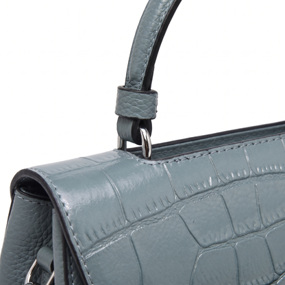 Women's Croc Faux Leather Top Handle Satchel, detail close-up