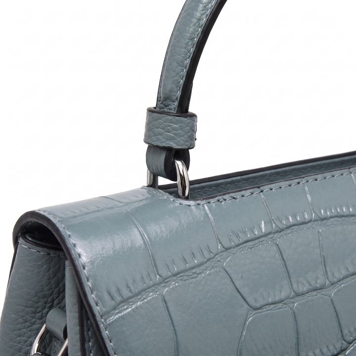 Women's Croc Faux Leather Top Handle Satchel, detail close-up