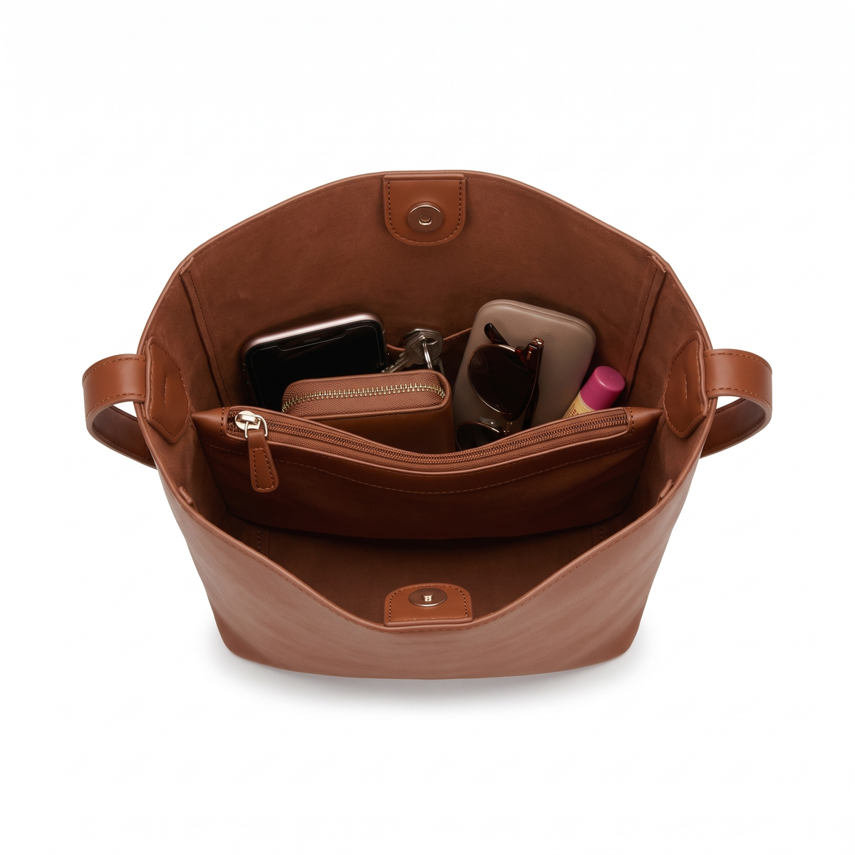 Women's Faux Leather Bucket Shoulder Bag, interior