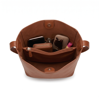 Women's Faux Leather Bucket Shoulder Bag, interior