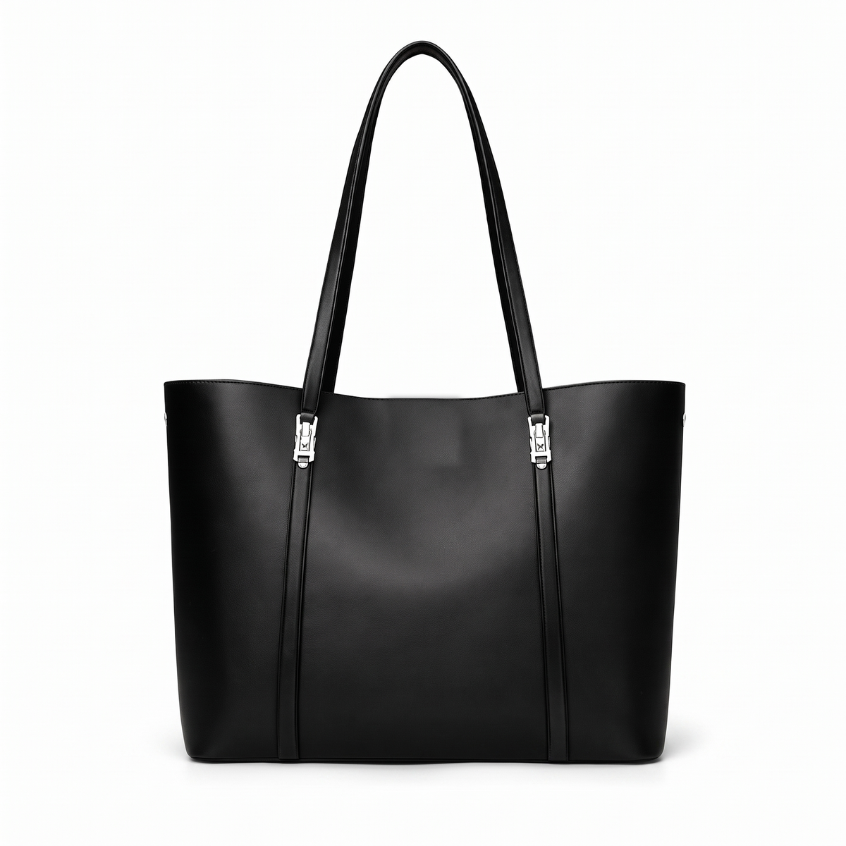 Women's Faux Leather Clasp Tote Bag, front view