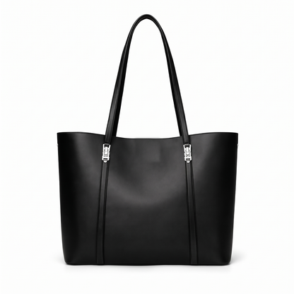 Women's Faux Leather Clasp Tote Bag, front view