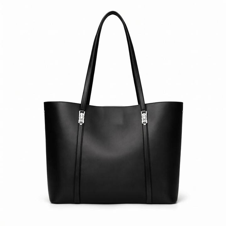 Women's Faux Leather Clasp Tote Bag, front view