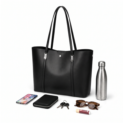 Women's Faux Leather Clasp Tote Bag, what fits inside