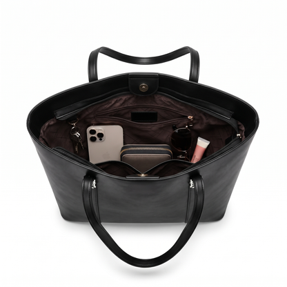 Women's Faux Leather Clasp Tote Bag, interior
