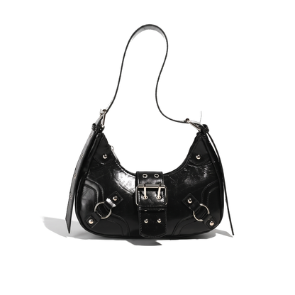 Women's Vegan Leather Crescent Shoulder Bag, front view