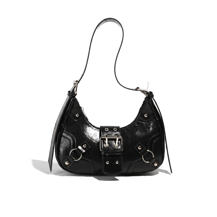 Women's Vegan Leather Crescent Shoulder Bag, front view