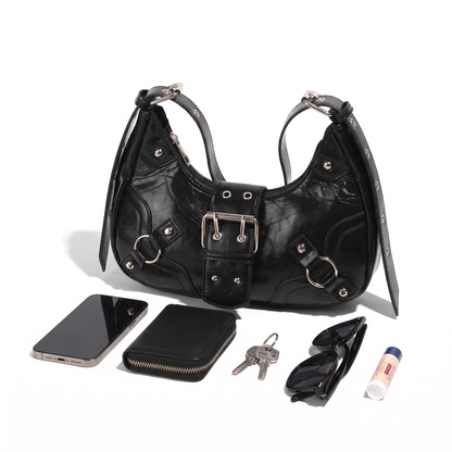Women's Vegan Leather Crescent Shoulder Bag, what fits inside