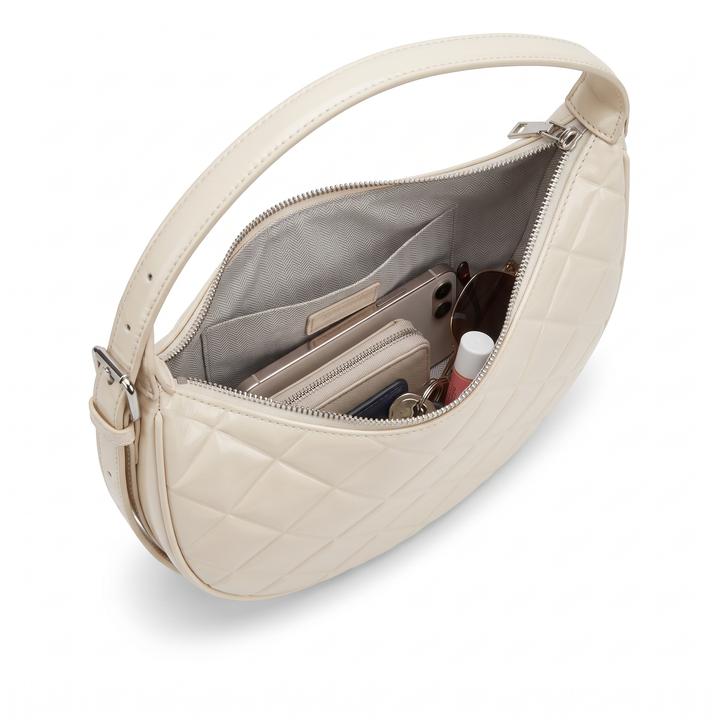 Women's Vegan Leather Crescent Shoulder Bag, interior
